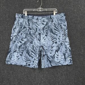 Speedo Swim Trunks Mens XXL Blue Leaf Print Floral Board Shorts Stretch Liner